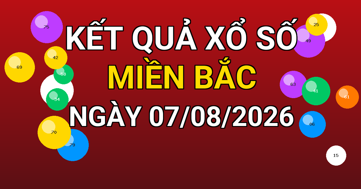 Kết quả xổ số Miền Bắc ngày 07/08/2026