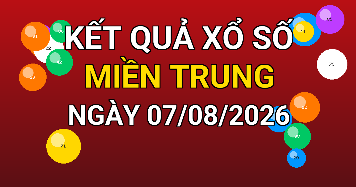 Kết quả xổ số Miền Trung ngày 07/08/2026