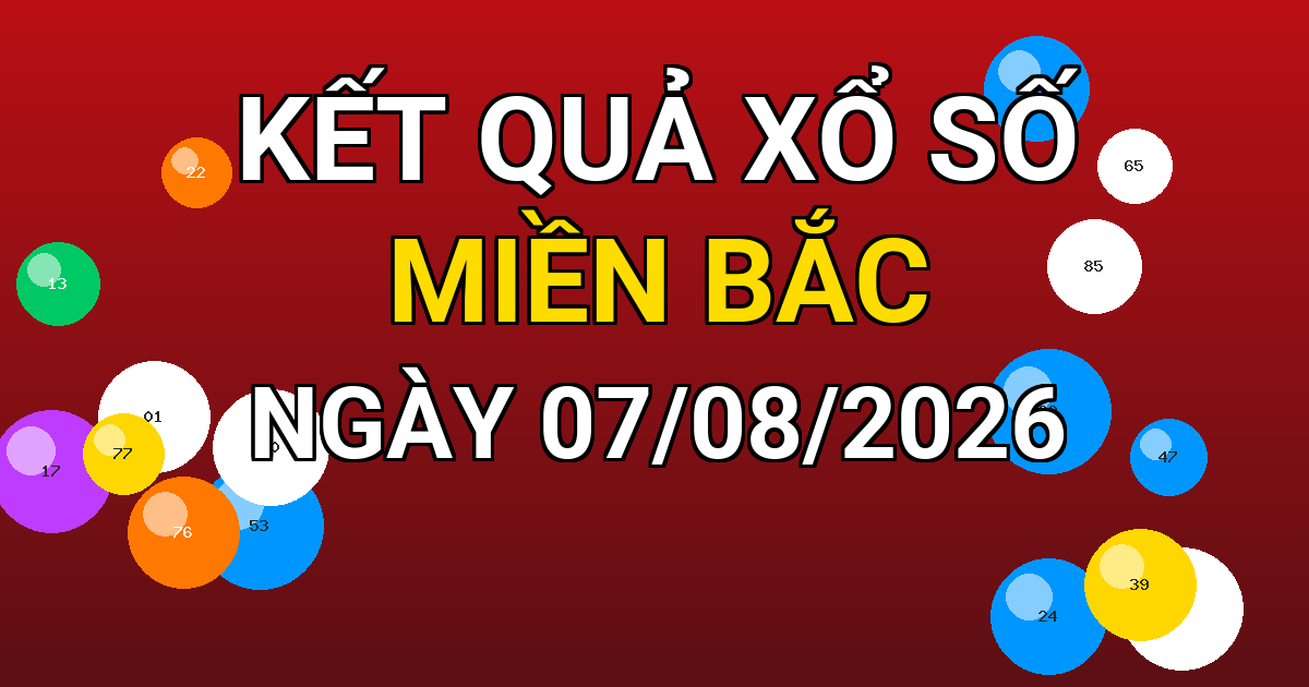 Kết quả xổ số Miền Bắc ngày 07/08/2026