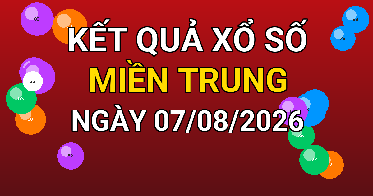 Kết quả xổ số Miền Trung ngày 07/08/2026