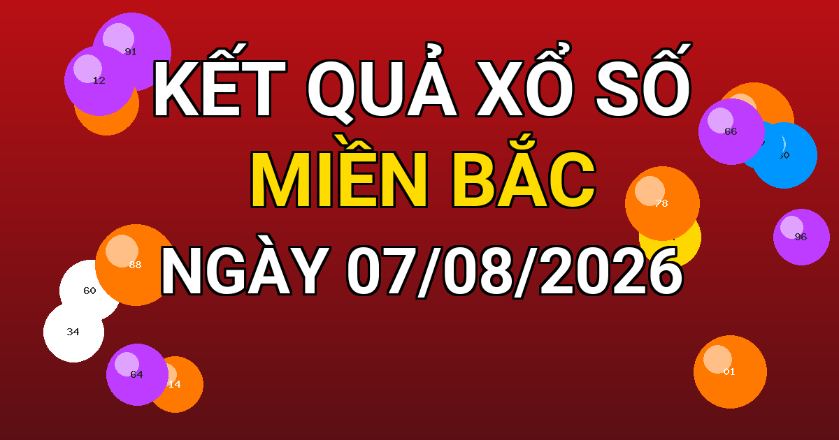 Kết quả xổ số Miền Bắc ngày 07/08/2026