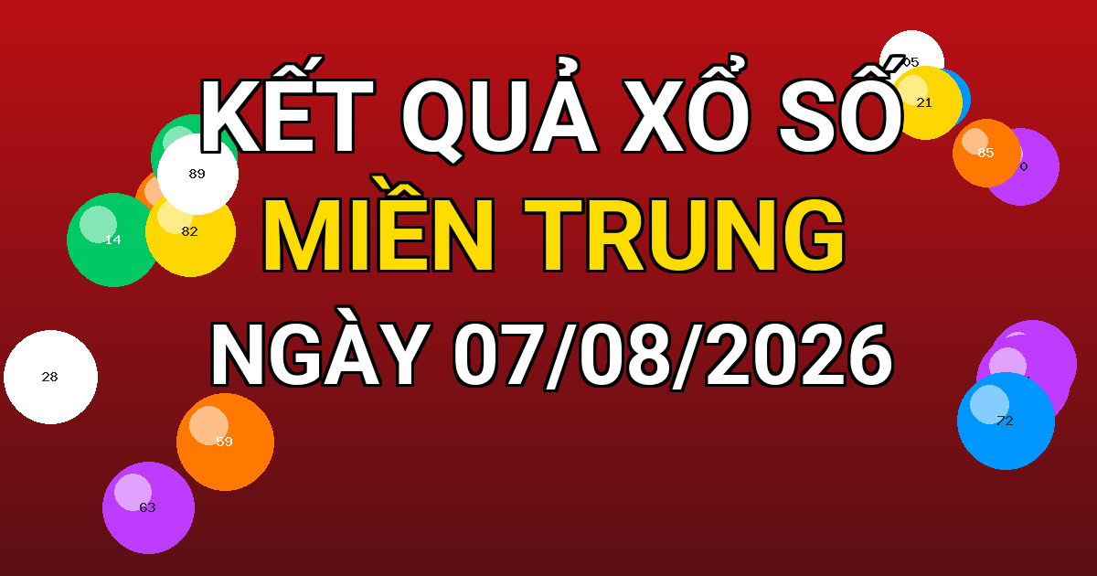 Kết quả xổ số Miền Trung ngày 07/08/2026