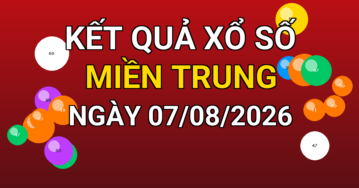 Kết quả xổ số Miền Trung ngày 07/08/2026