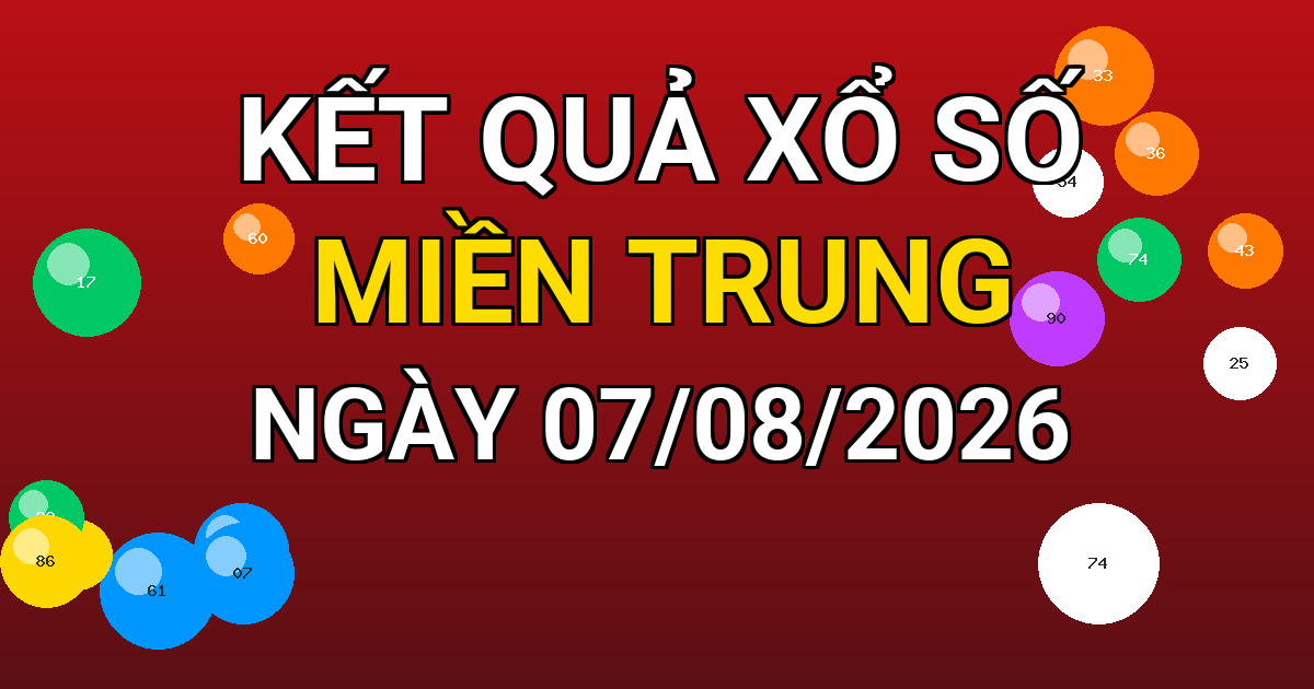 Kết quả xổ số Miền Trung ngày 07/08/2026