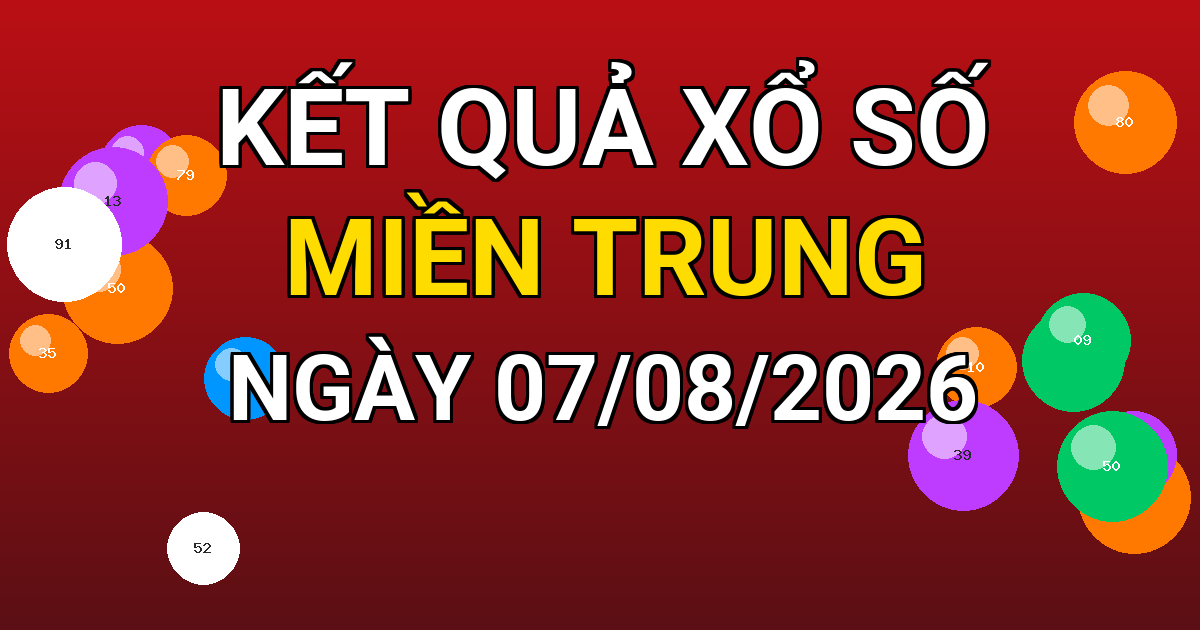 Kết quả xổ số Miền Trung ngày 07/08/2026