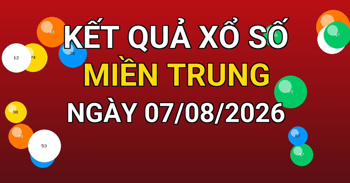 Kết quả xổ số Miền Trung ngày 07/08/2026