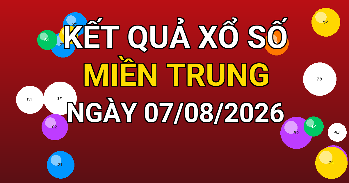 Kết quả xổ số Miền Trung ngày 07/08/2026