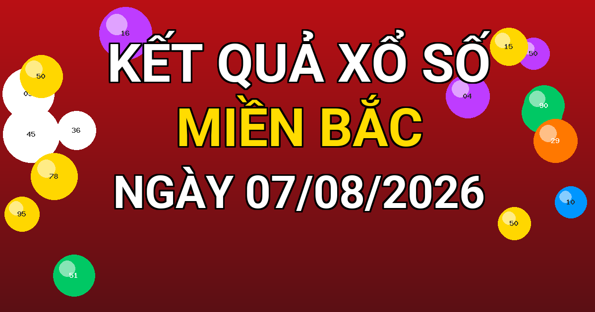 Kết quả xổ số Miền Bắc ngày 07/08/2026