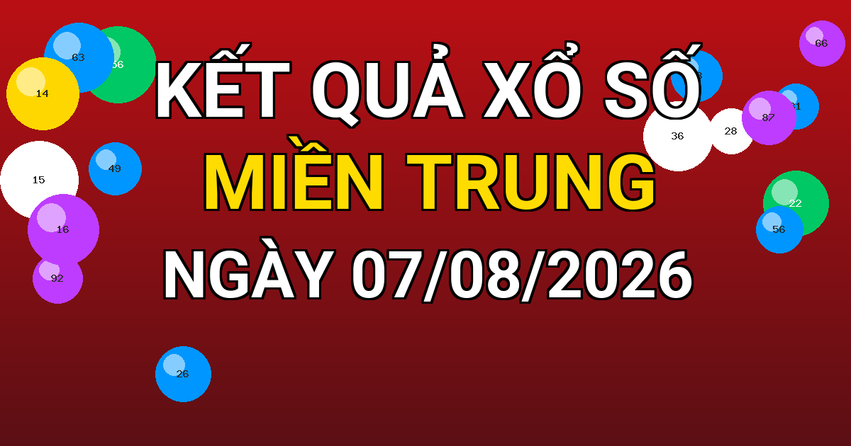 Kết quả xổ số Miền Trung ngày 07/08/2026