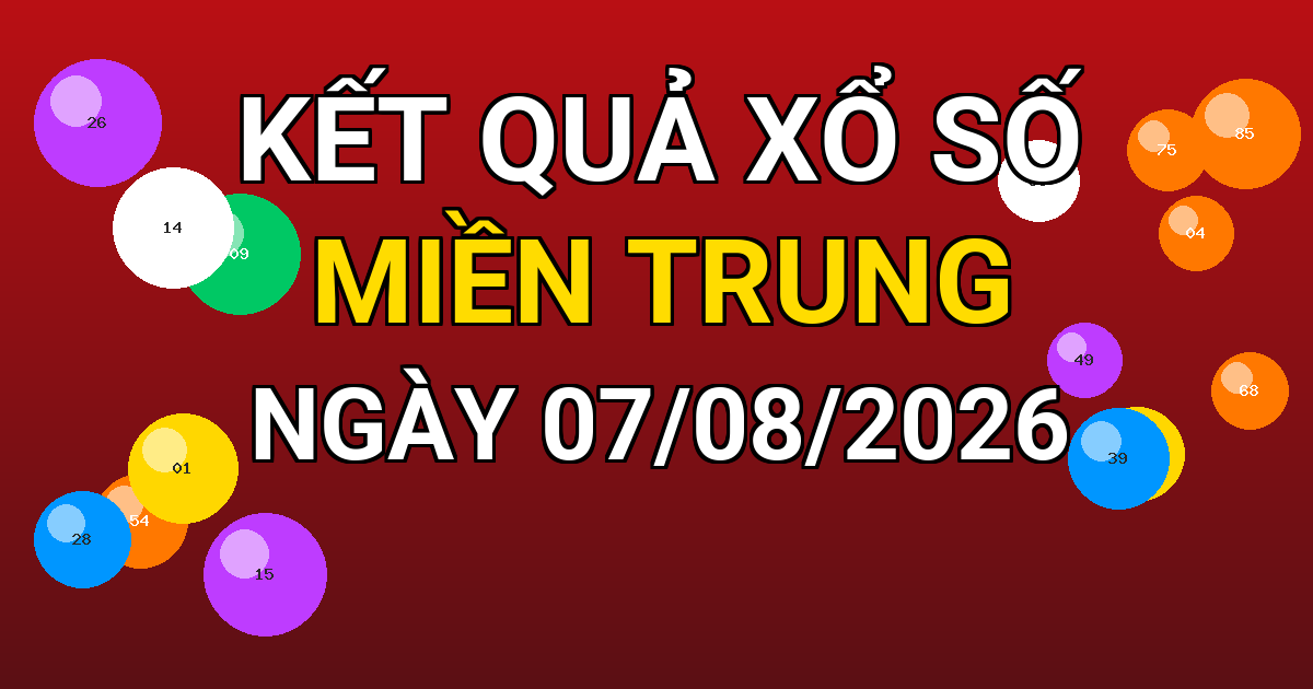 Kết quả xổ số Miền Trung ngày 07/08/2026