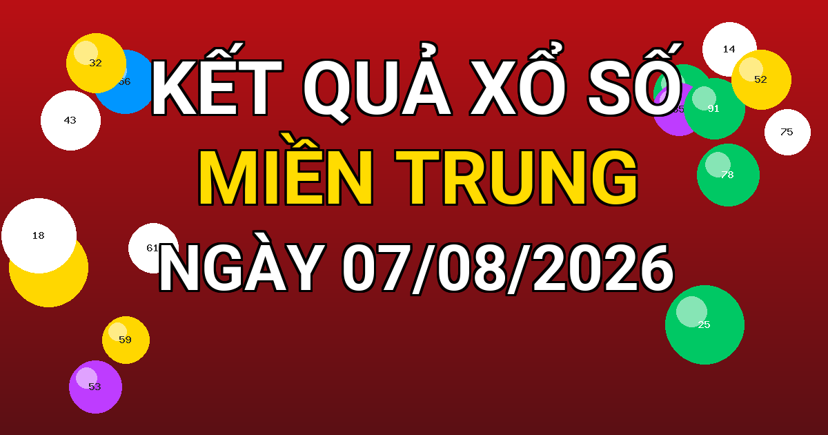 Kết quả xổ số Miền Trung ngày 07/08/2026