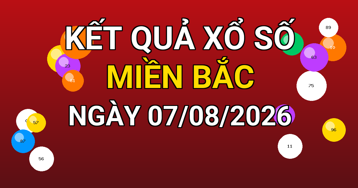 Kết quả xổ số Miền Bắc ngày 07/08/2026