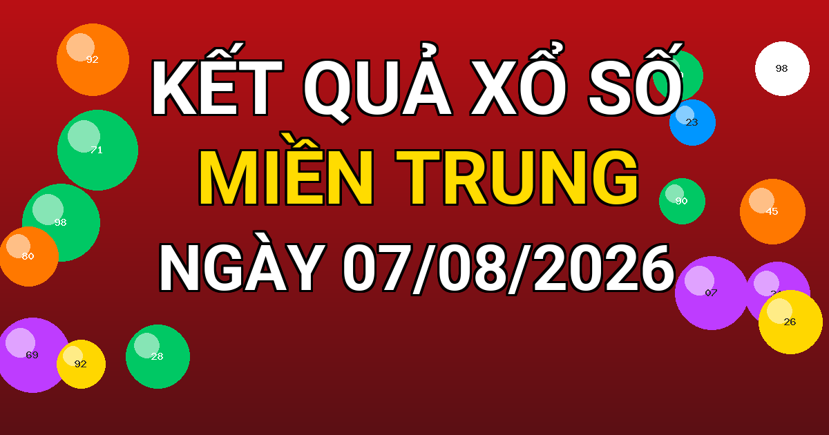Kết quả xổ số Miền Trung ngày 07/08/2026