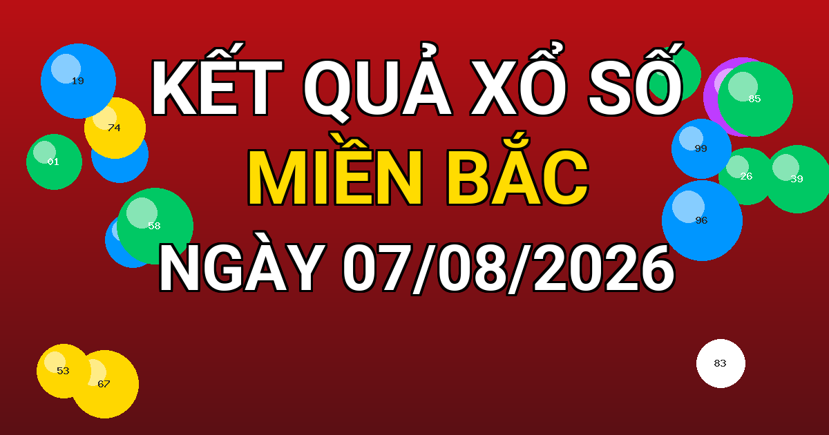 Kết quả xổ số Miền Bắc ngày 07/08/2026
