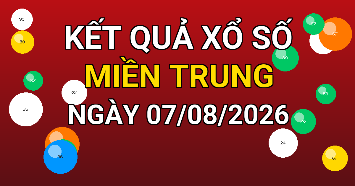 Kết quả xổ số Miền Trung ngày 07/08/2026