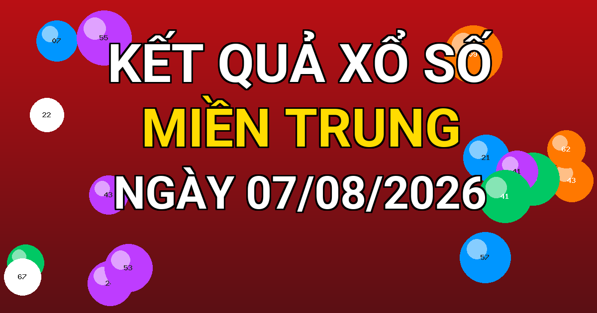 Kết quả xổ số Miền Trung ngày 07/08/2026