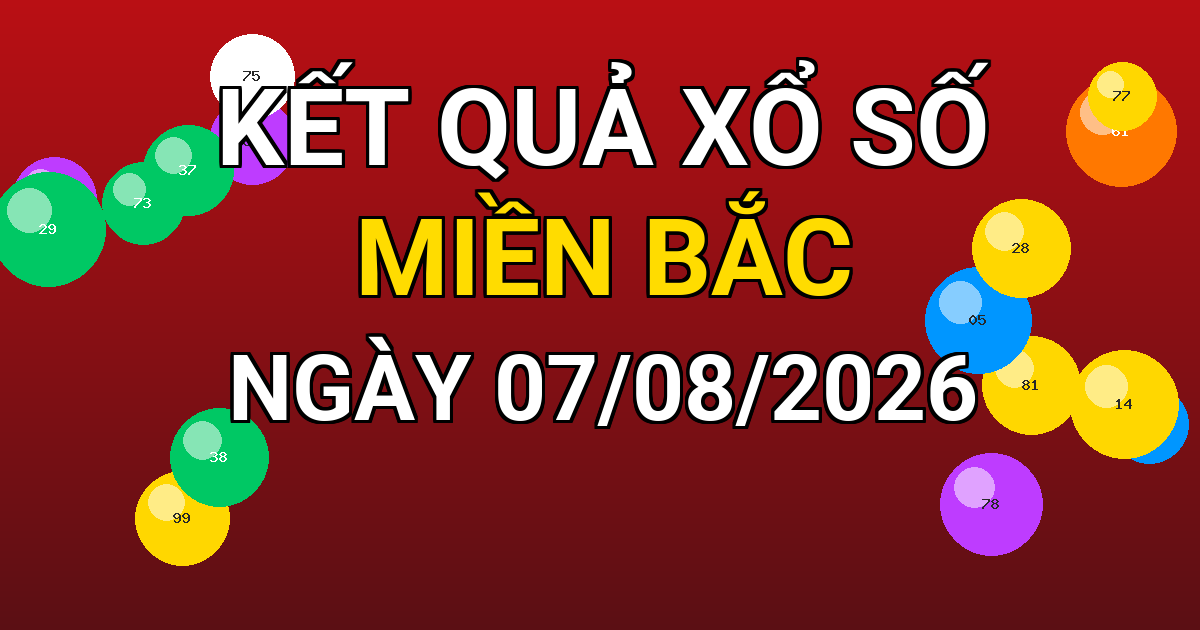 Kết quả xổ số Miền Bắc ngày 07/08/2026