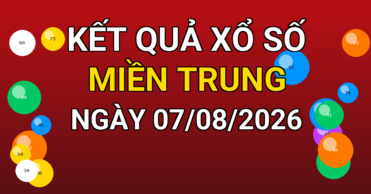 Kết quả xổ số Miền Trung ngày 07/08/2026