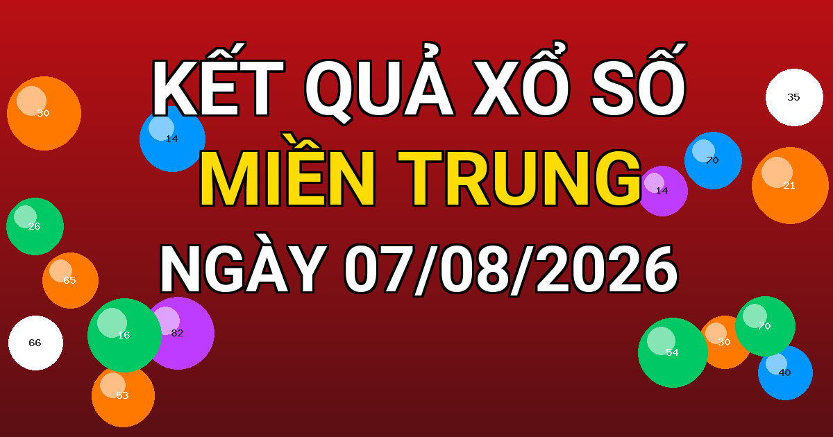 Kết quả xổ số Miền Trung ngày 07/08/2026