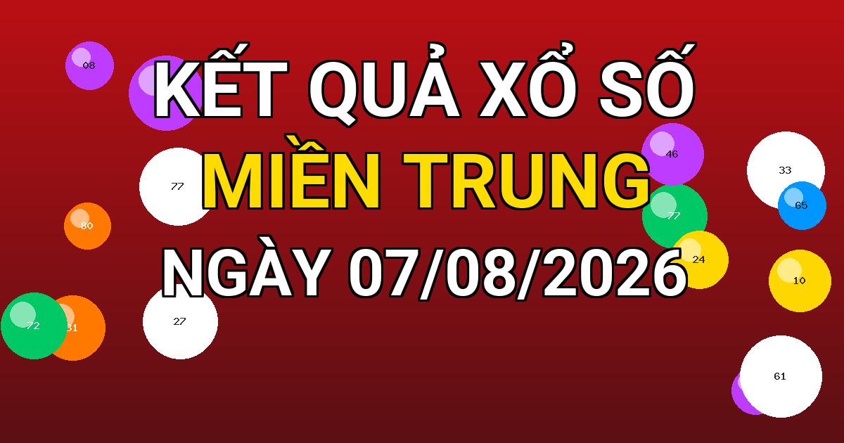 Kết quả xổ số Miền Trung ngày 07/08/2026
