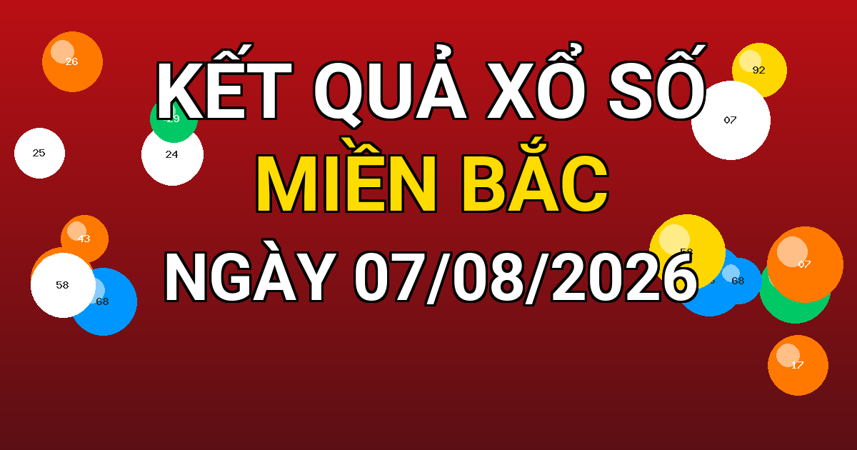 Kết quả xổ số Miền Bắc ngày 07/08/2026