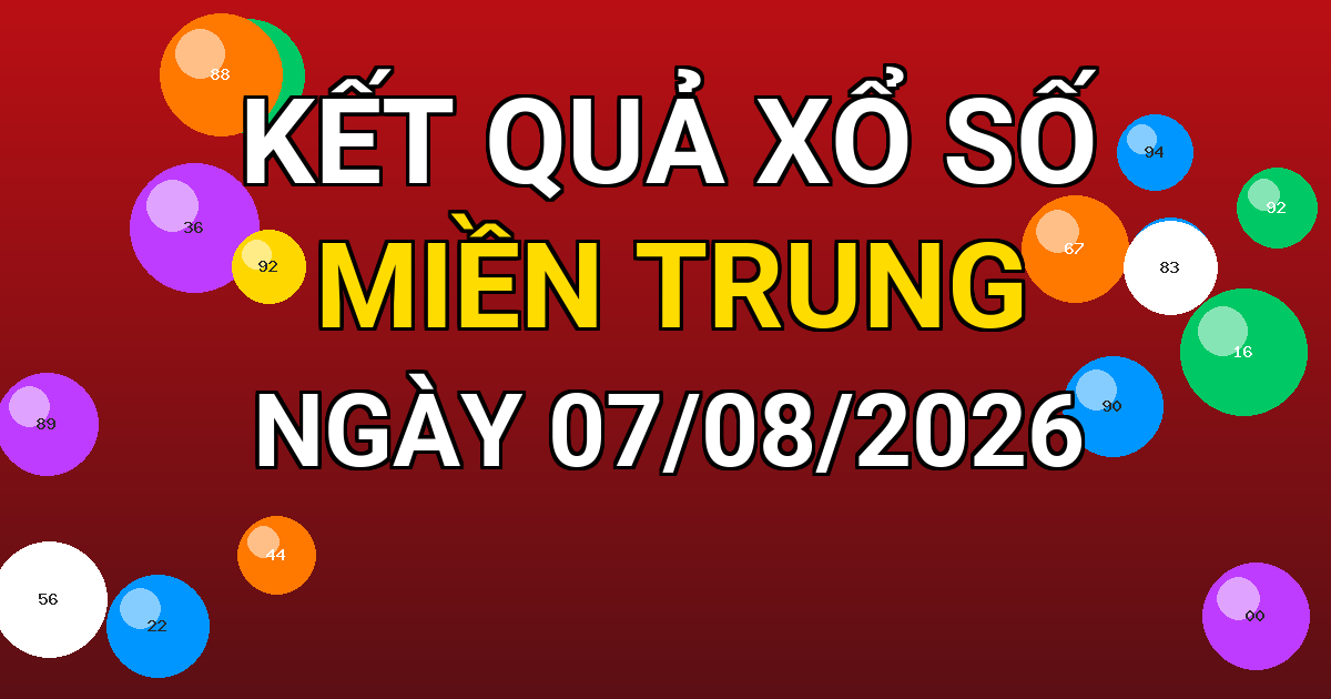Kết quả xổ số Miền Trung ngày 07/08/2026