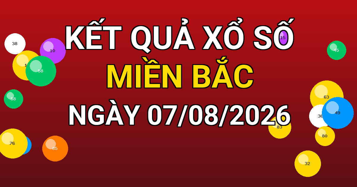 Kết quả xổ số Miền Bắc ngày 07/08/2026