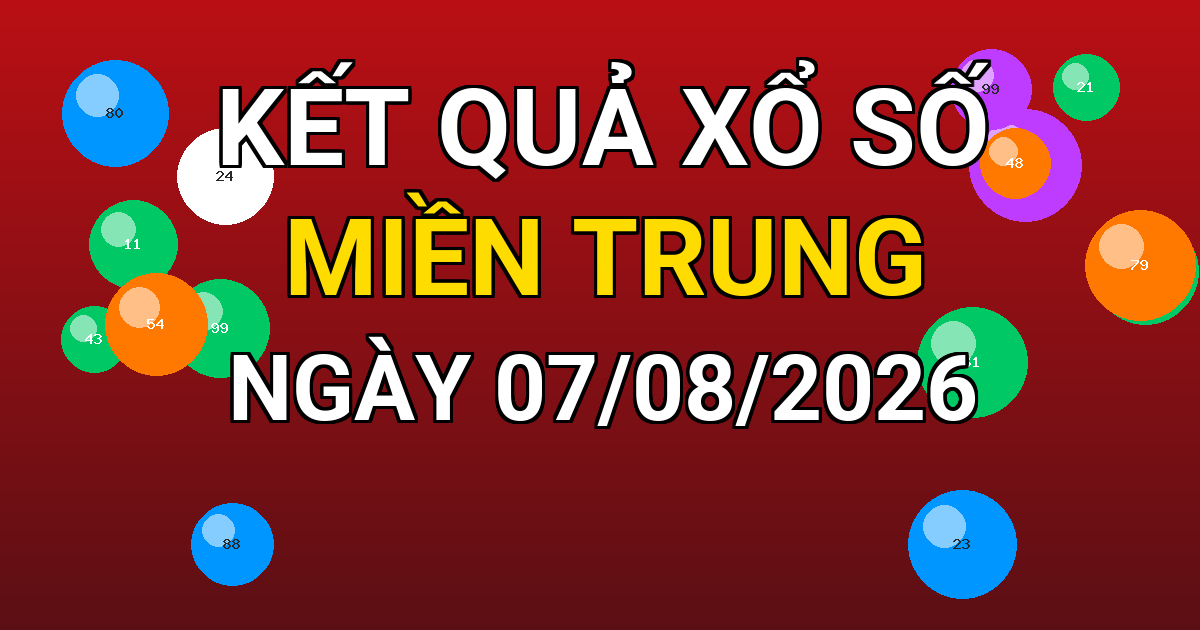 Kết quả xổ số Miền Trung ngày 07/08/2026