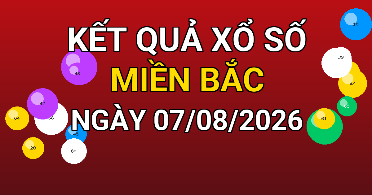 Kết quả xổ số Miền Bắc ngày 07/08/2026