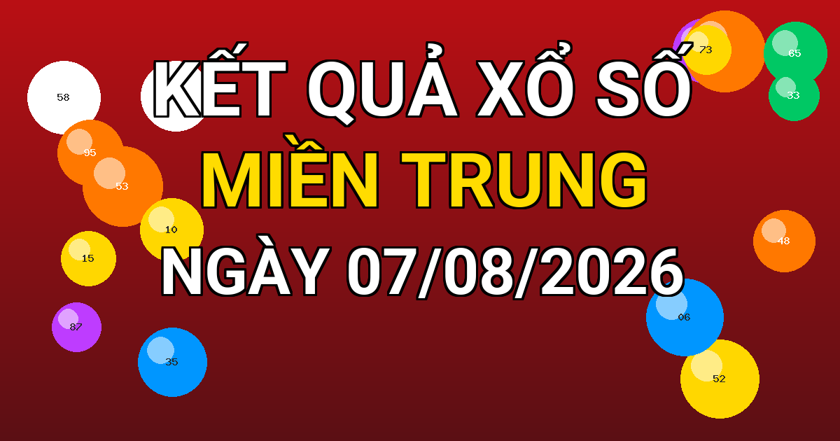 Kết quả xổ số Miền Trung ngày 07/08/2026