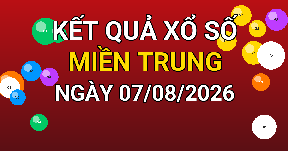 Kết quả xổ số Miền Trung ngày 07/08/2026