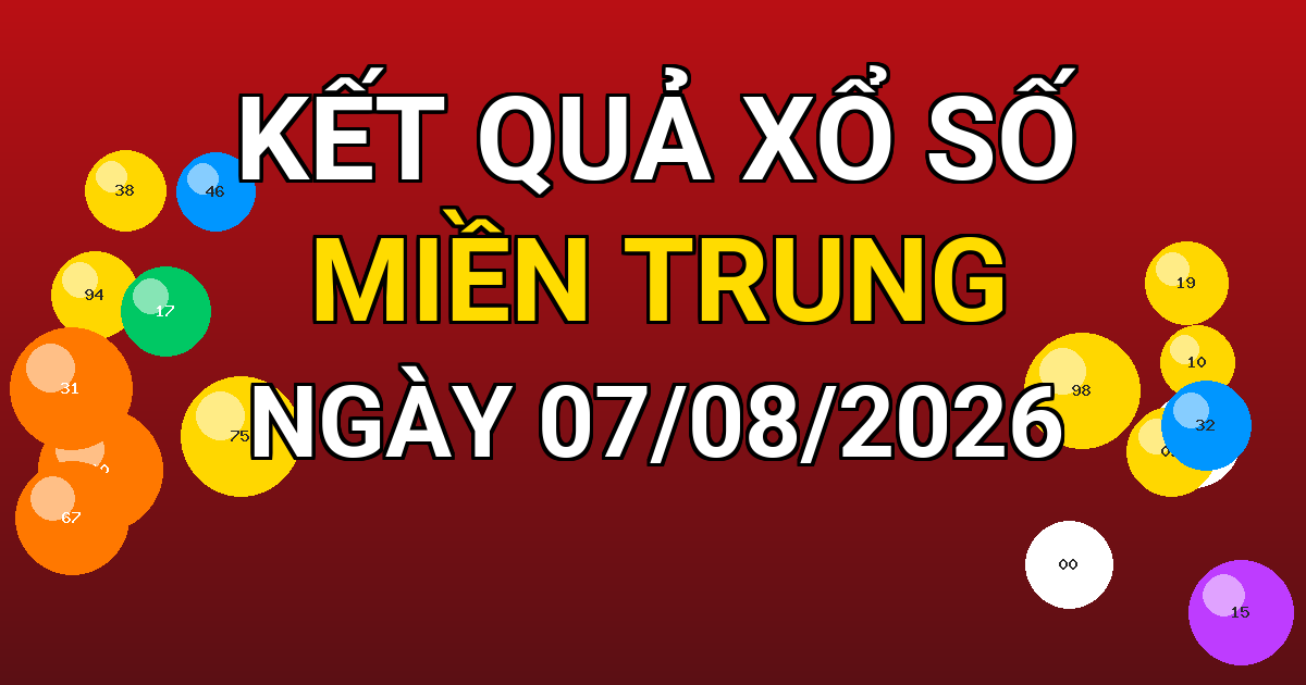 Kết quả xổ số Miền Trung ngày 07/08/2026