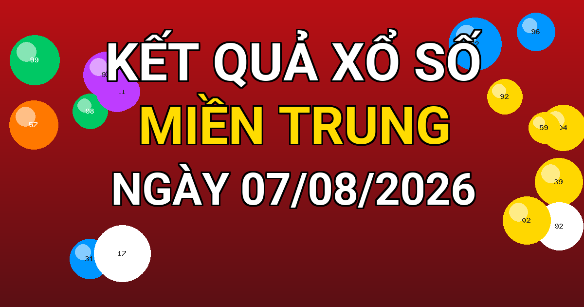 Kết quả xổ số Miền Trung ngày 07/08/2026