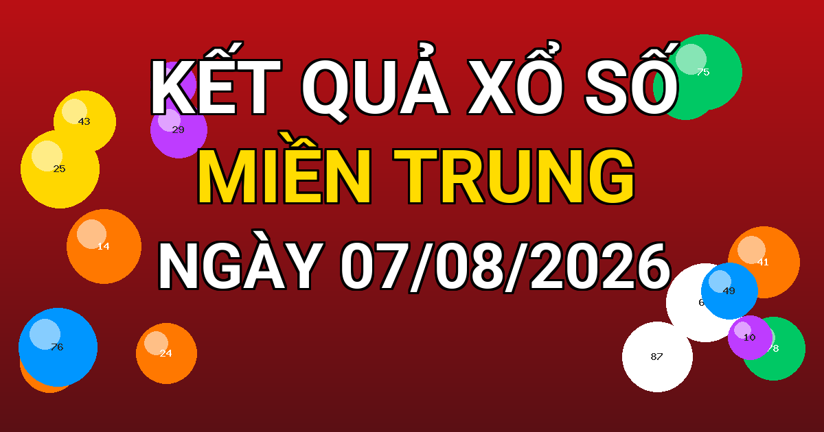 Kết quả xổ số Miền Trung ngày 07/08/2026