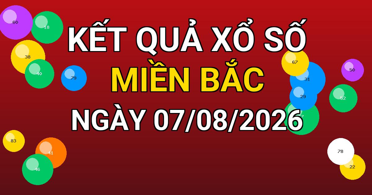 Kết quả xổ số Miền Bắc ngày 07/08/2026