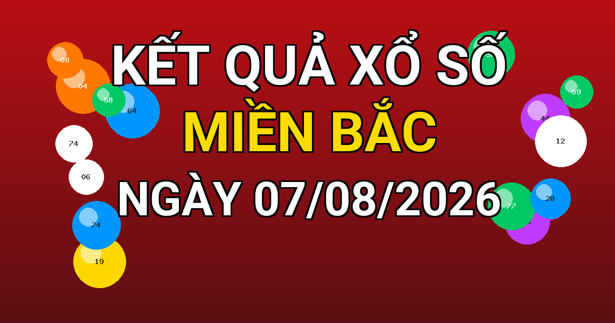 Kết quả xổ số Miền Bắc ngày 07/08/2026