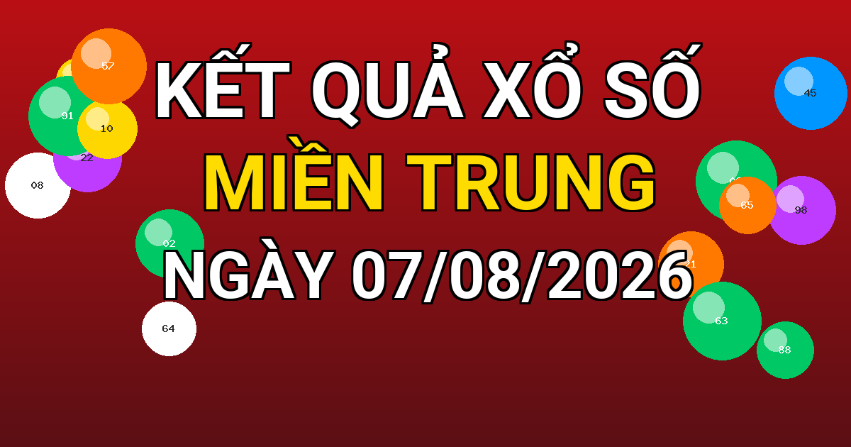 Kết quả xổ số Miền Trung ngày 07/08/2026