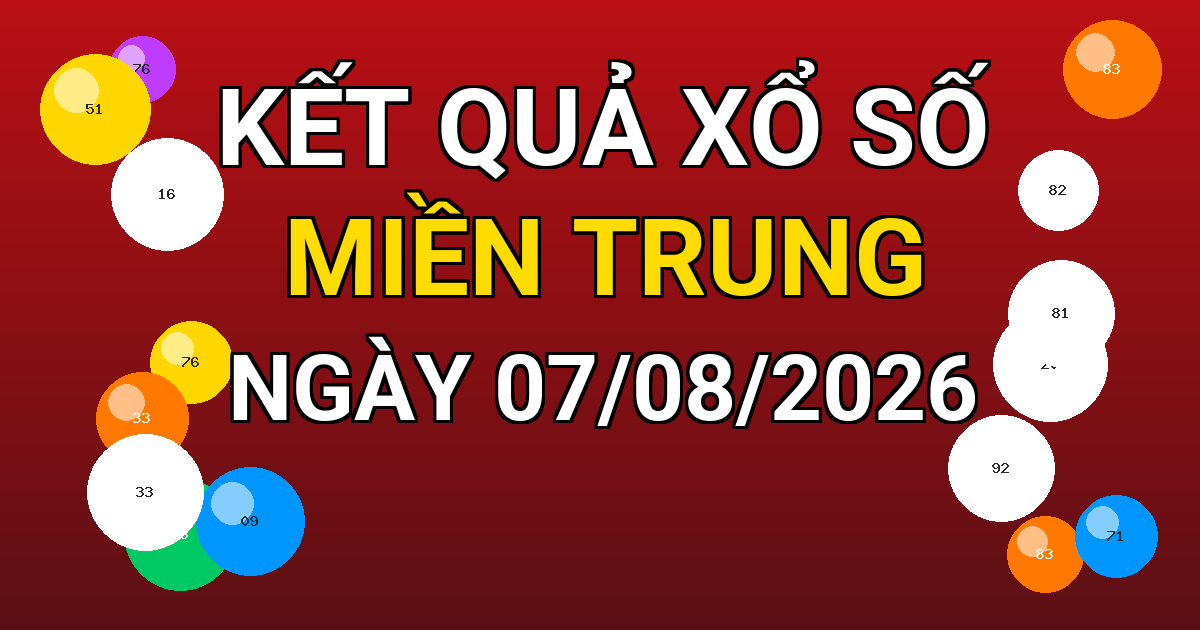 Kết quả xổ số Miền Trung ngày 07/08/2026