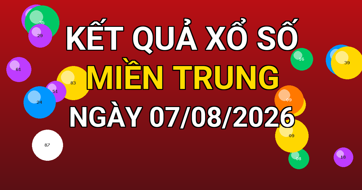 Kết quả xổ số Miền Trung ngày 07/08/2026