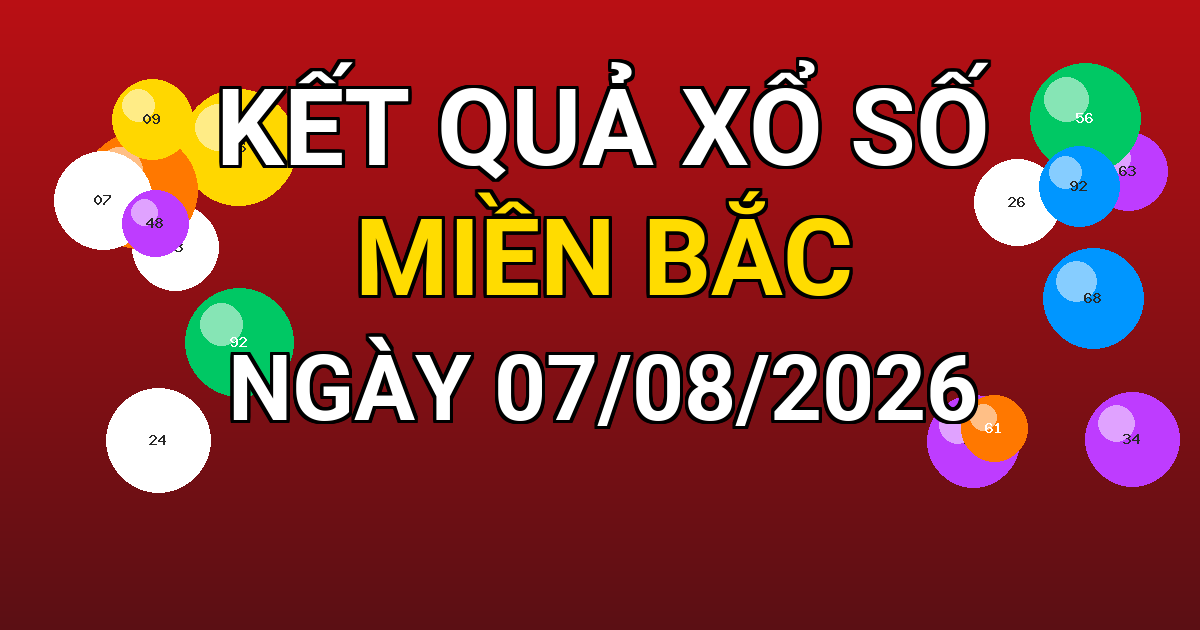 Kết quả xổ số Miền Bắc ngày 07/08/2026