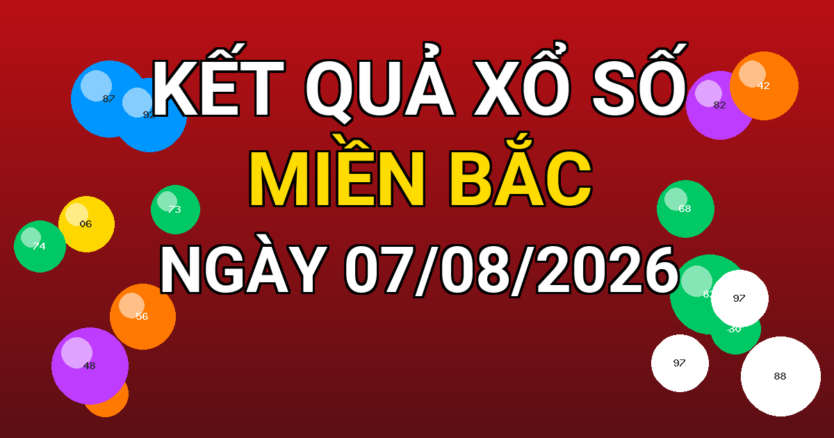 Kết quả xổ số Miền Bắc ngày 07/08/2026