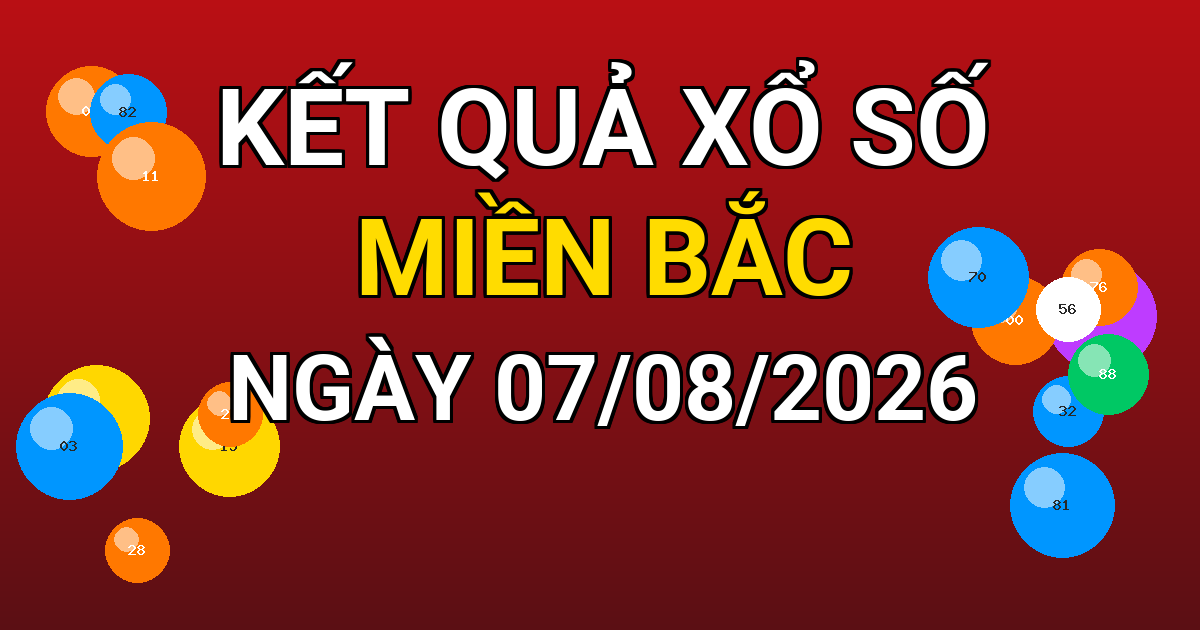 Kết quả xổ số Miền Bắc ngày 07/08/2026