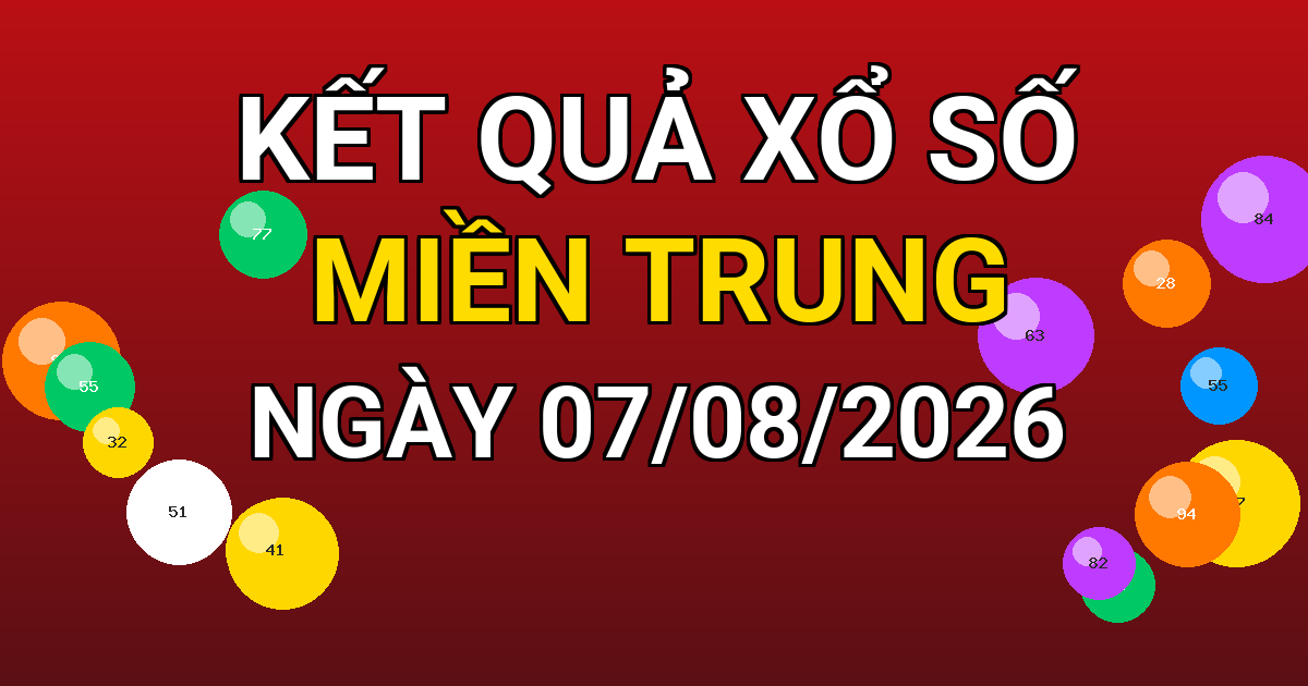 Kết quả xổ số Miền Trung ngày 07/08/2026