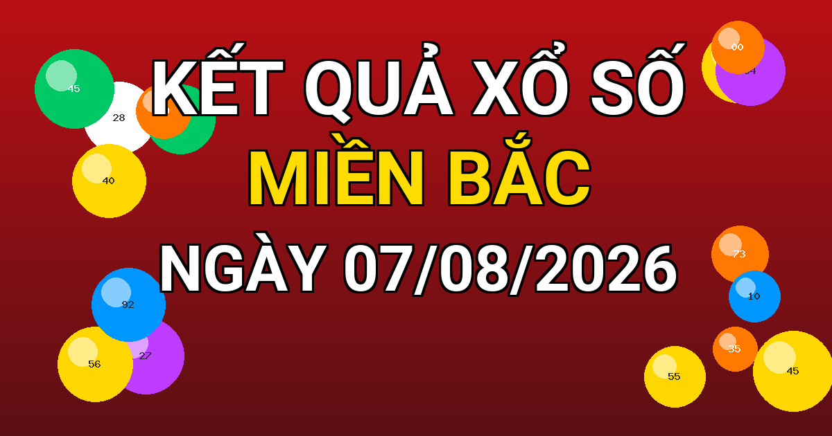 Kết quả xổ số Miền Bắc ngày 07/08/2026