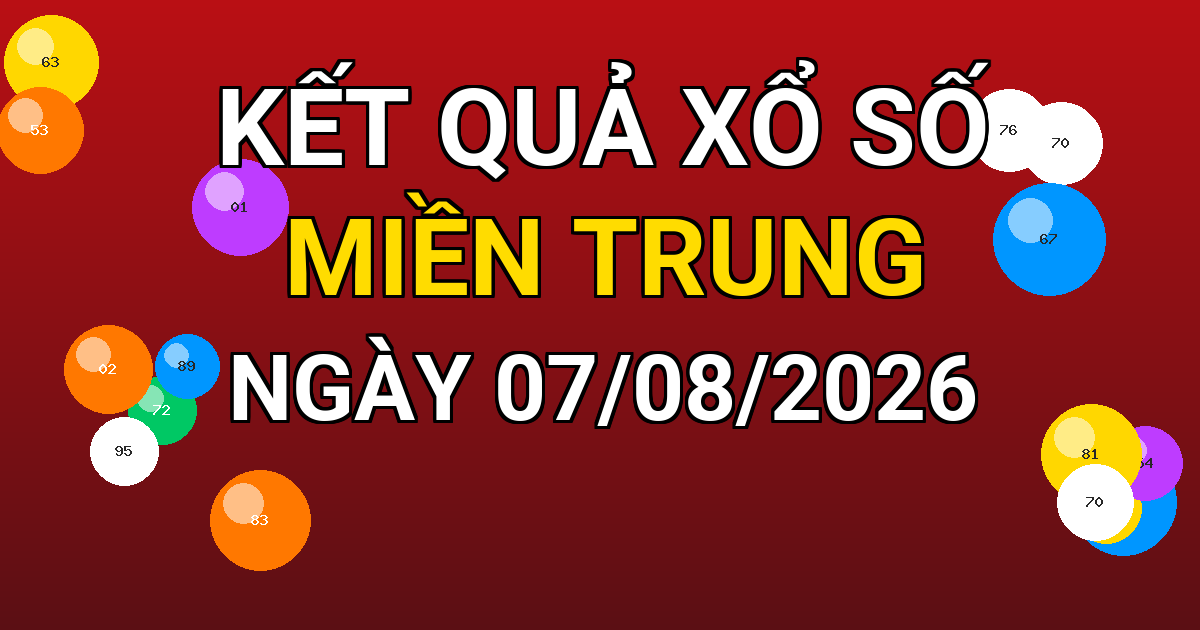 Kết quả xổ số Miền Trung ngày 07/08/2026