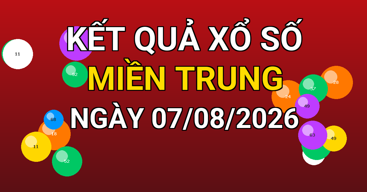 Kết quả xổ số Miền Trung ngày 07/08/2026