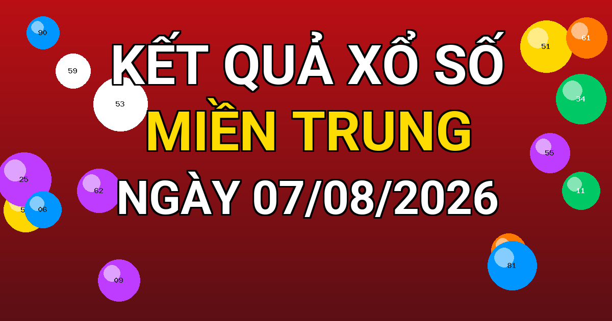 Kết quả xổ số Miền Trung ngày 07/08/2026