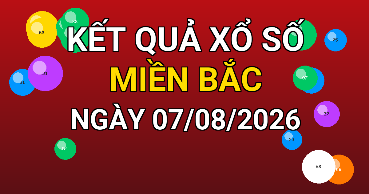 Kết quả xổ số Miền Bắc ngày 07/08/2026
