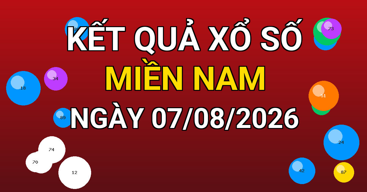 Kết quả xổ số Miền Nam ngày 07/08/2026