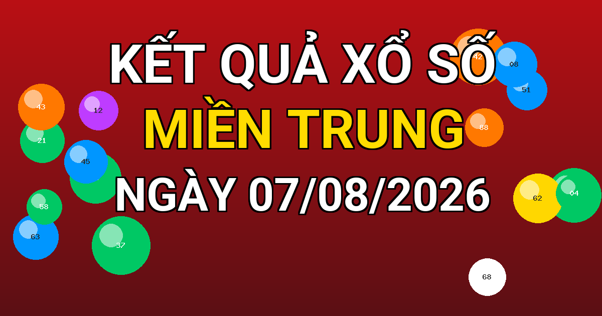 Kết quả xổ số Miền Trung ngày 07/08/2026